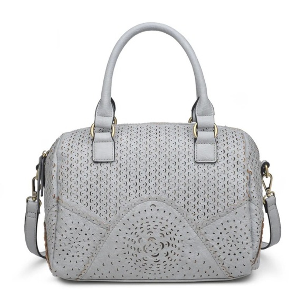 BKE Moda Luxe Bristol Satchel Large Crossbody Shoulder Handbag Gray Blue NWT